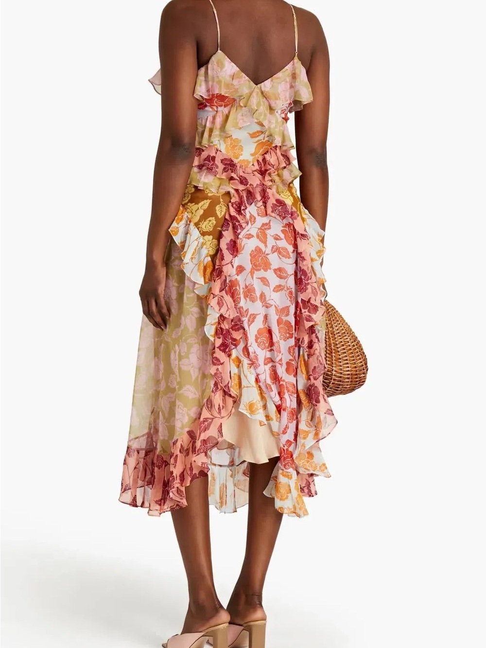 Zimmermann Floral Ruffle Maxi Dress - Pink, Gold, Rust - Picture 6 of 6